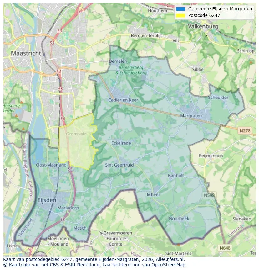 Postcodekaart voor 6247