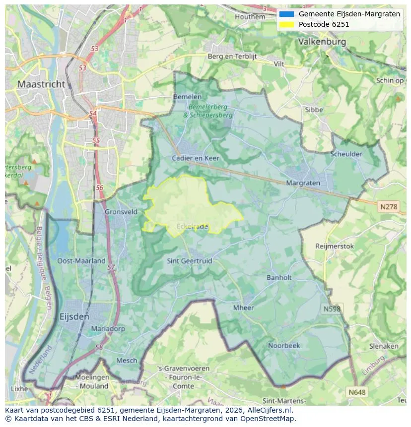 Postcodekaart voor 6251
