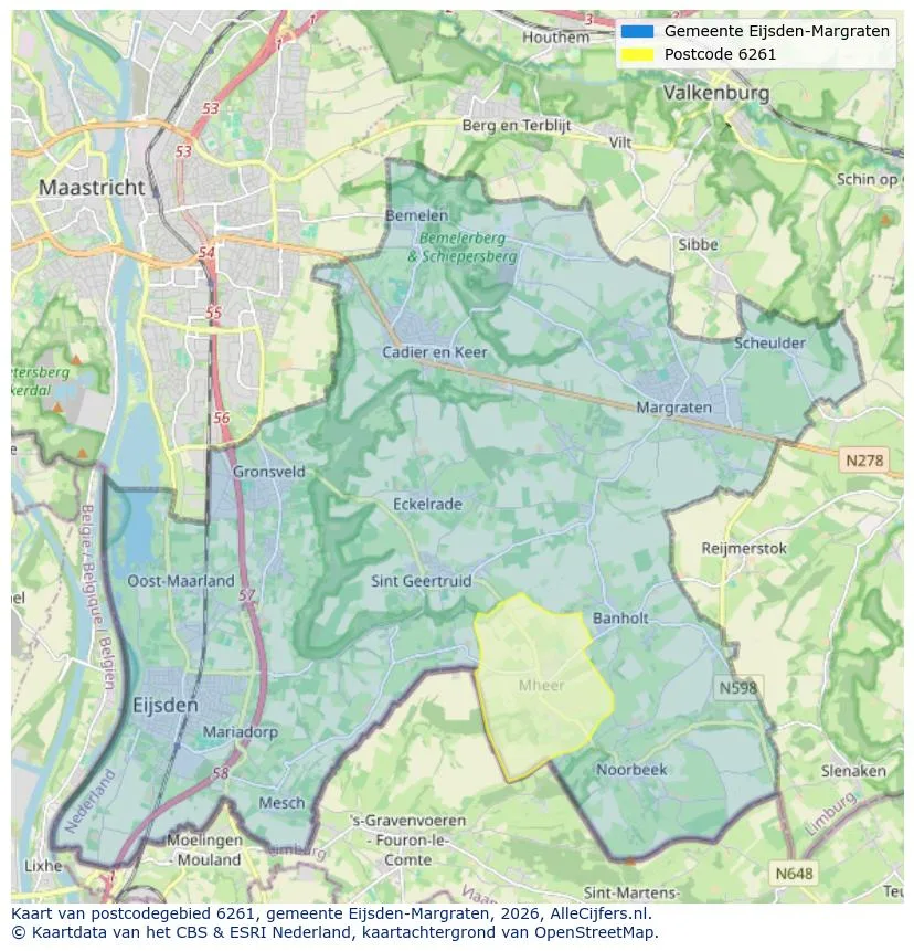 Postcodekaart voor 6261