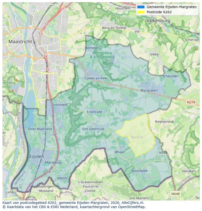 Postcodekaart voor 6262