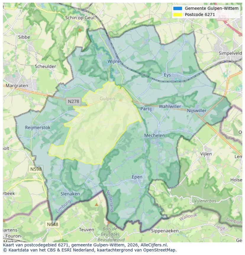 Postcodekaart voor 6271