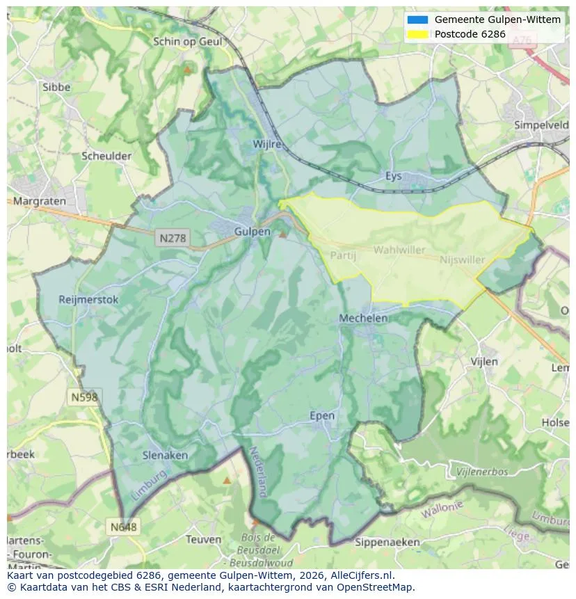Postcodekaart voor 6286