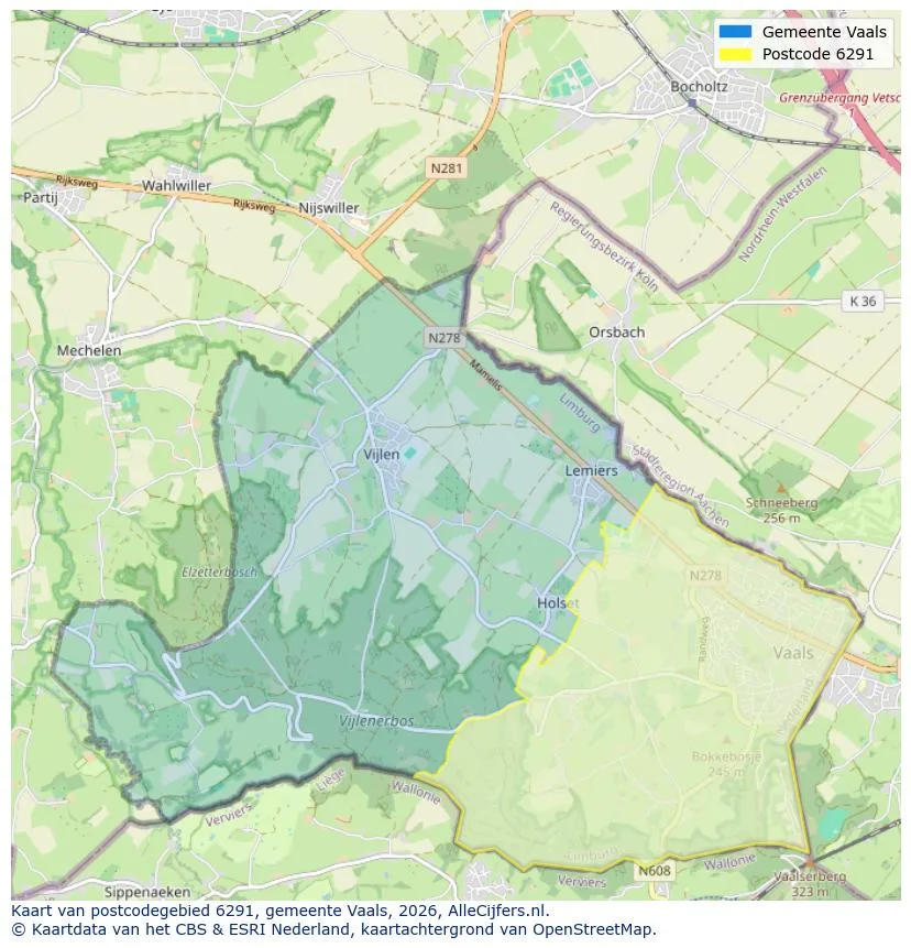 Postcodekaart voor 6291