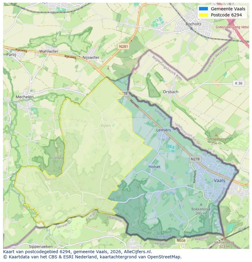 Postcodekaart voor 6294