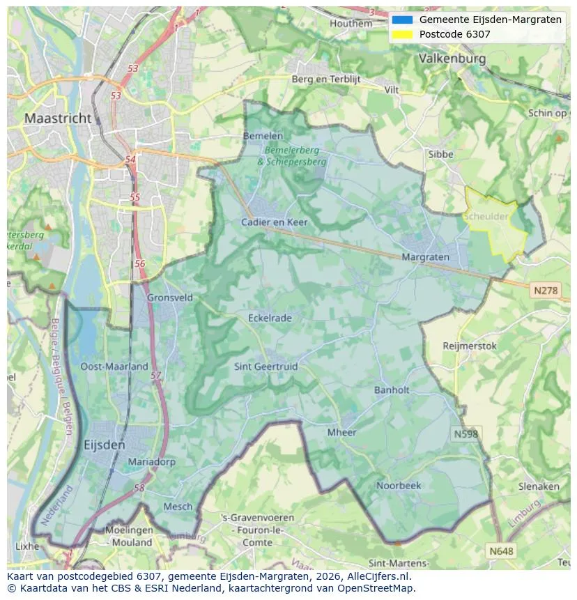Postcodekaart voor 6307