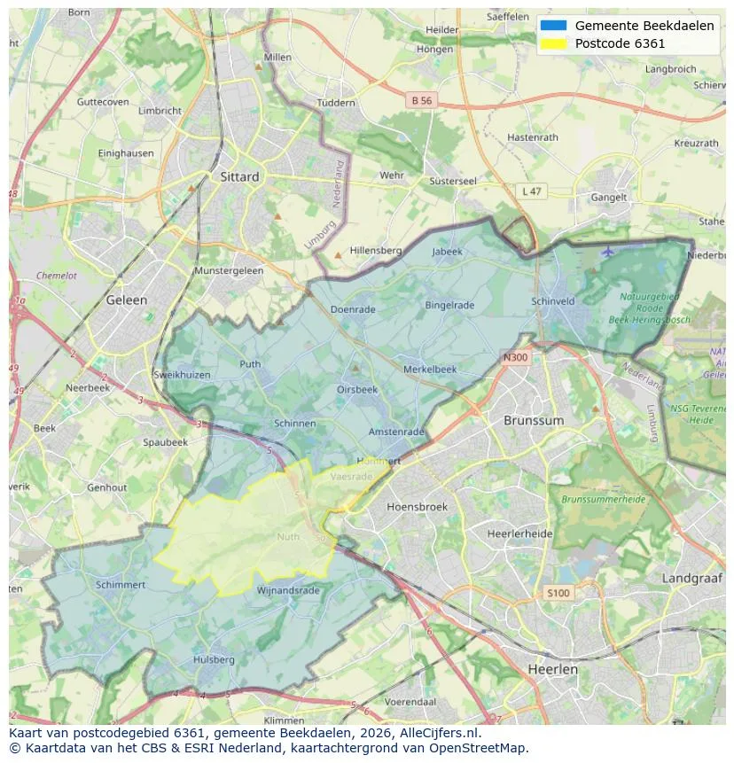 Postcodekaart voor 6361