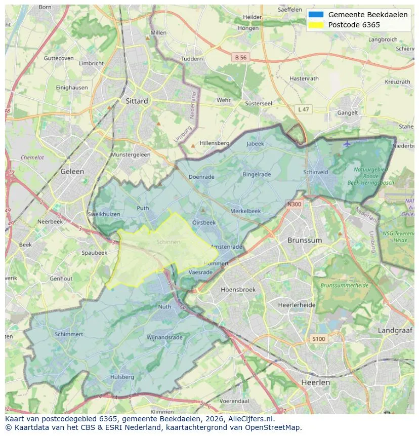 Postcodekaart voor 6365