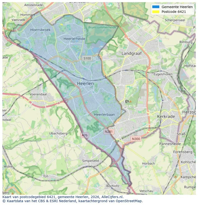 Postcodekaart voor 6421
