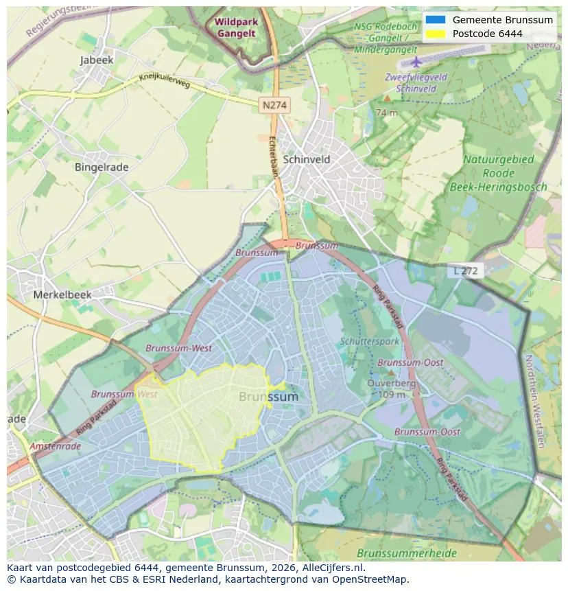 Postcodekaart voor 6444
