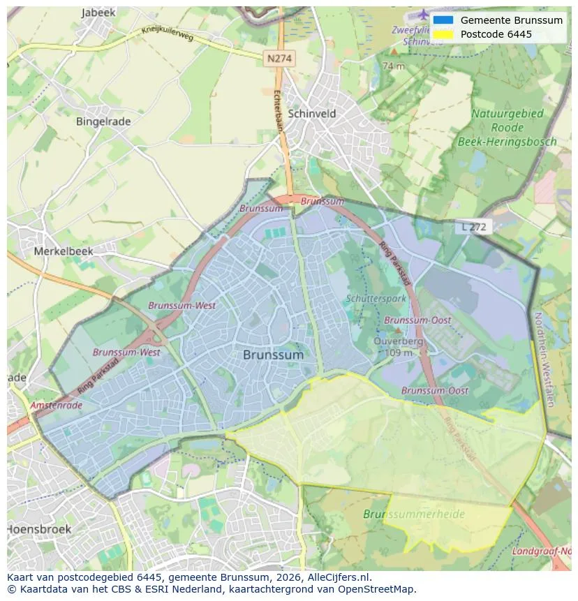 Postcodekaart voor 6445