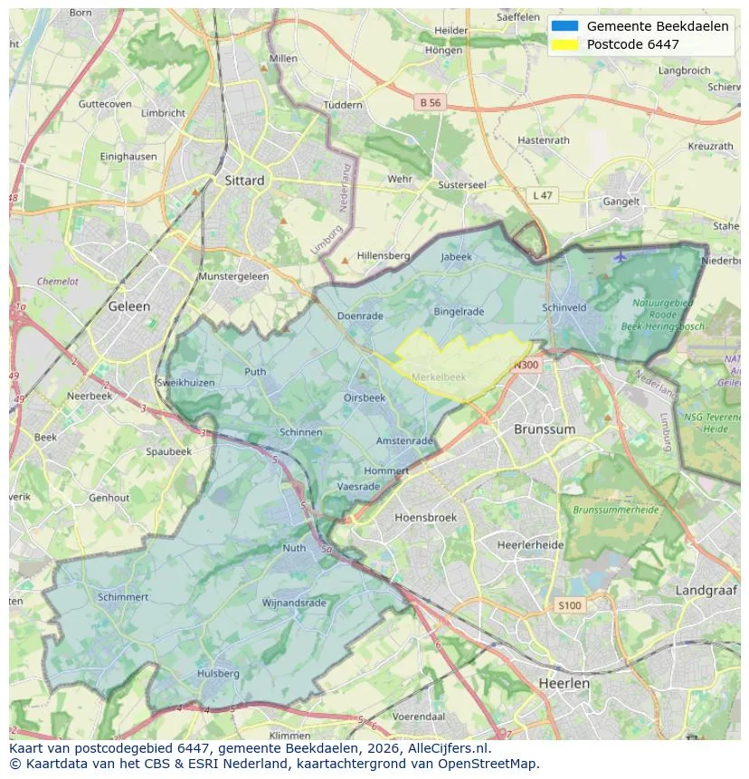 Postcodekaart voor 6447