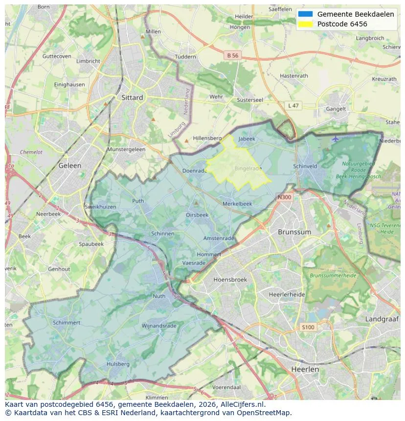 Postcodekaart voor 6456