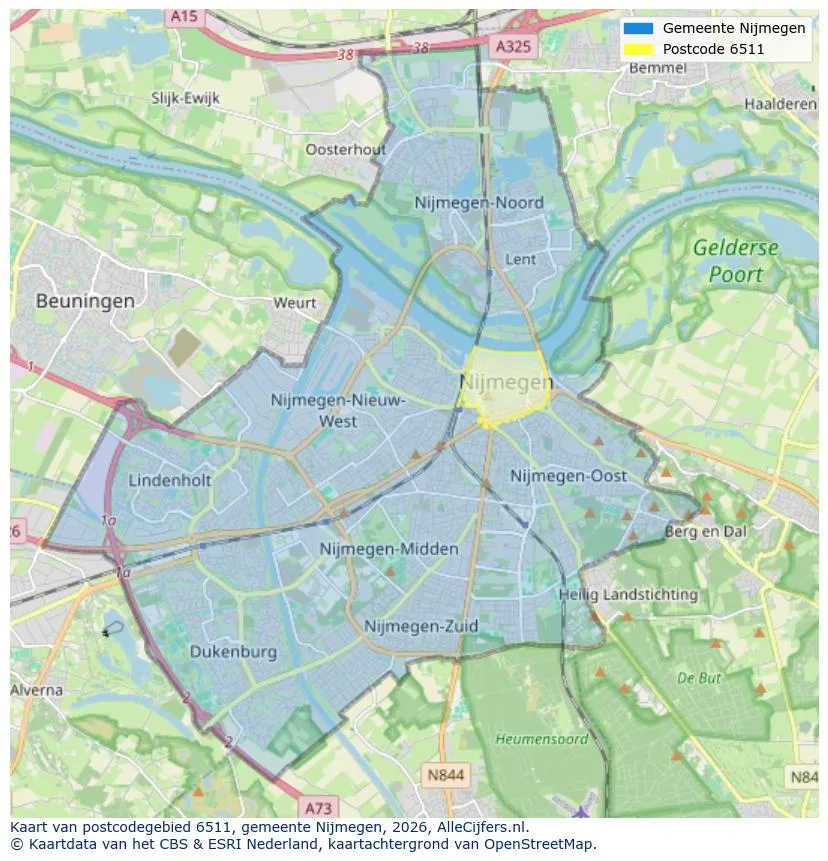 Postcodekaart voor 6511