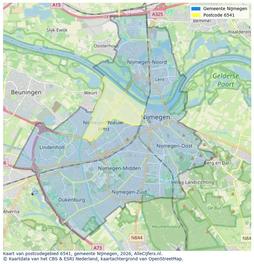 Postcodekaart voor 6541