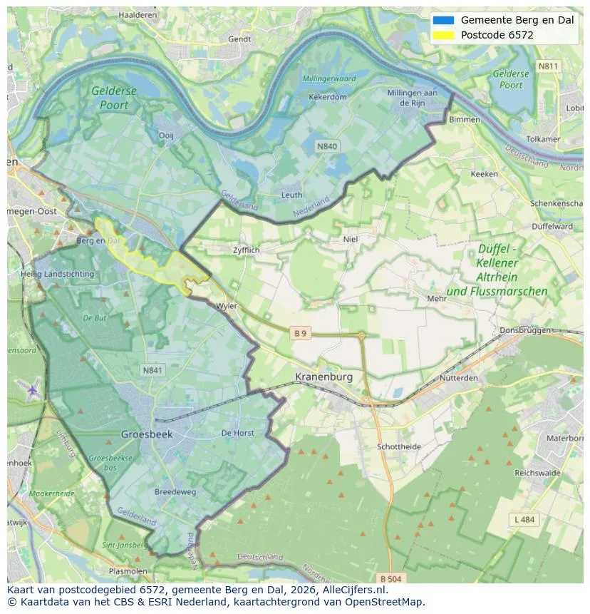Postcodekaart voor 6572