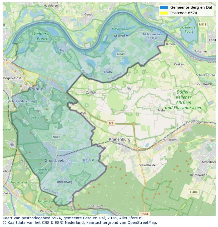 Postcodekaart voor 6574
