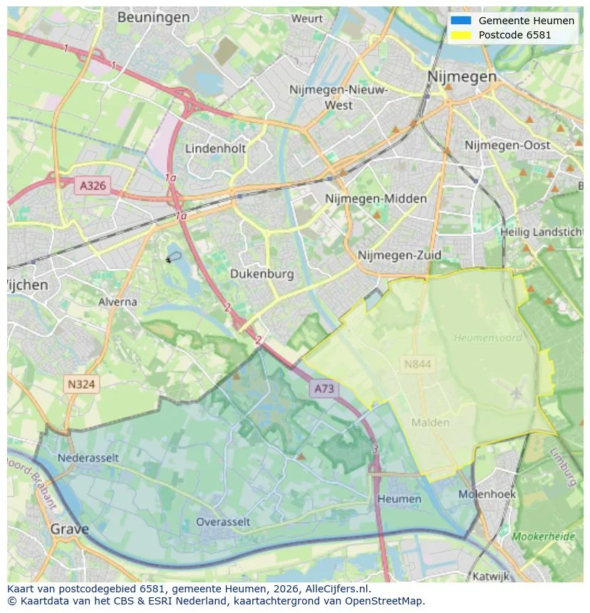 Postcode map for 6581
