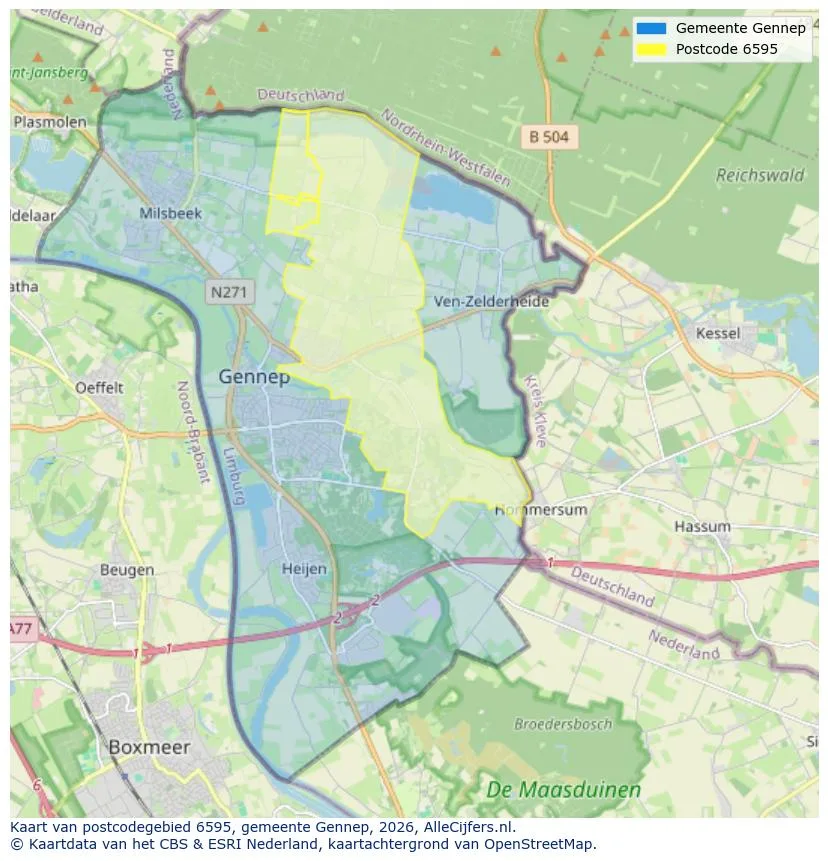 Postcodekaart voor 6595
