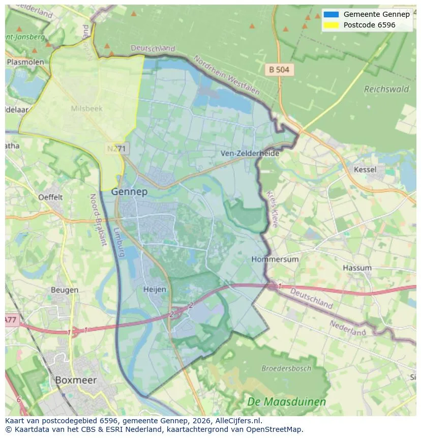 Postcodekaart voor 6596