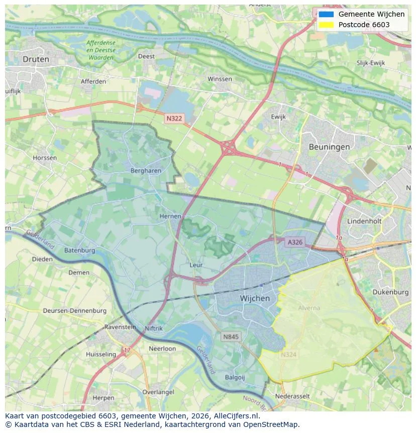 Postcodekaart voor 6603