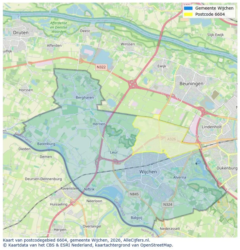 Postcodekaart voor 6604