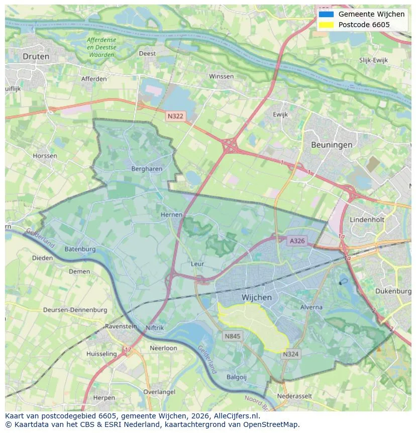 Postcodekaart voor 6605
