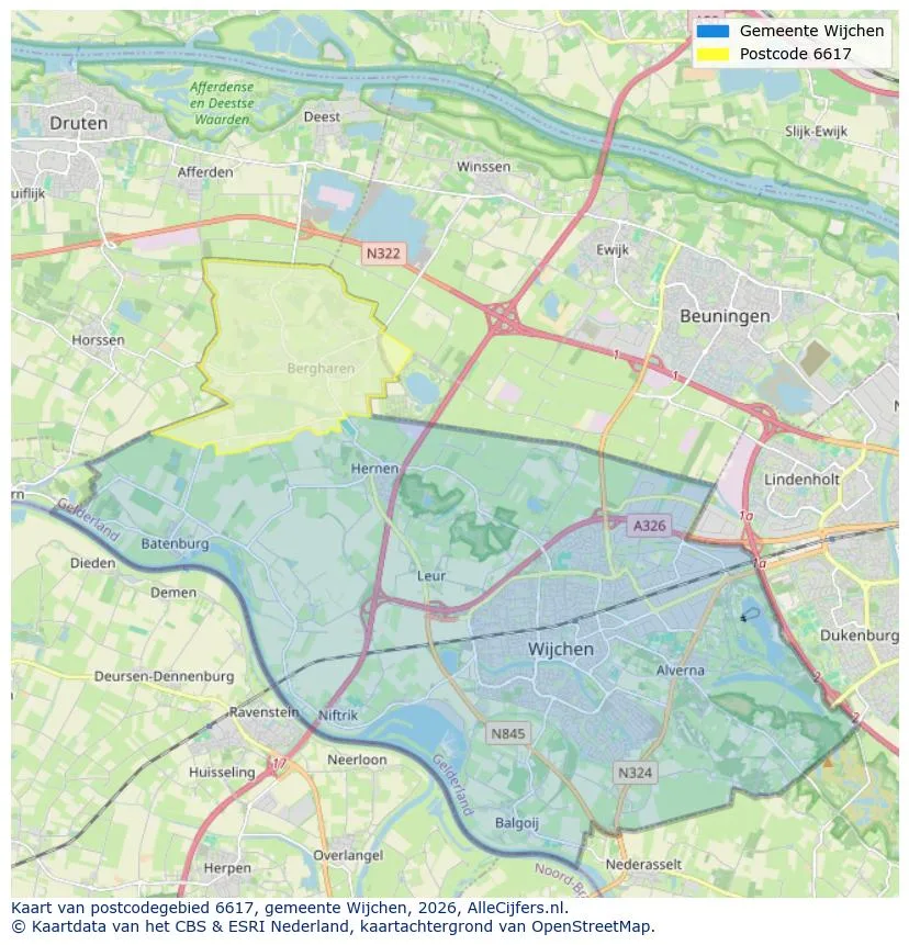 Postcodekaart voor 6617