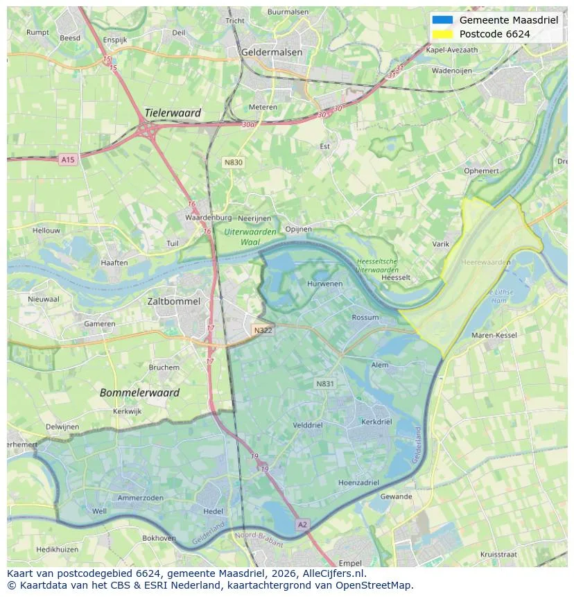 Postcodekaart voor 6624