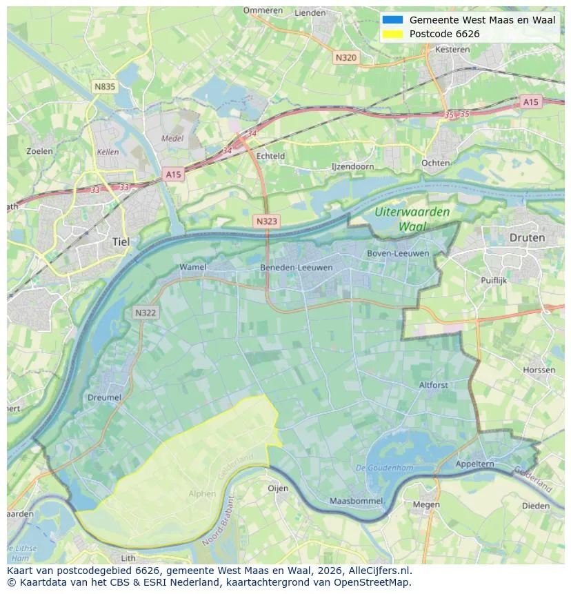 Mapa de códigos postales para 6626