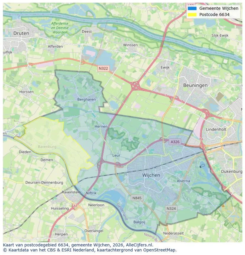 Postcodekaart voor 6634