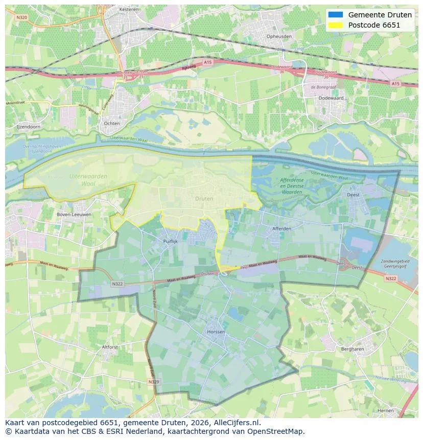 Postcodekaart voor 6651