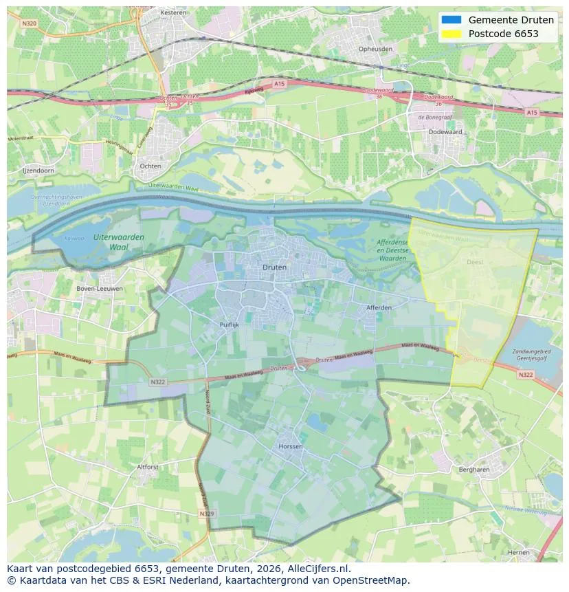 Postcodekaart voor 6653