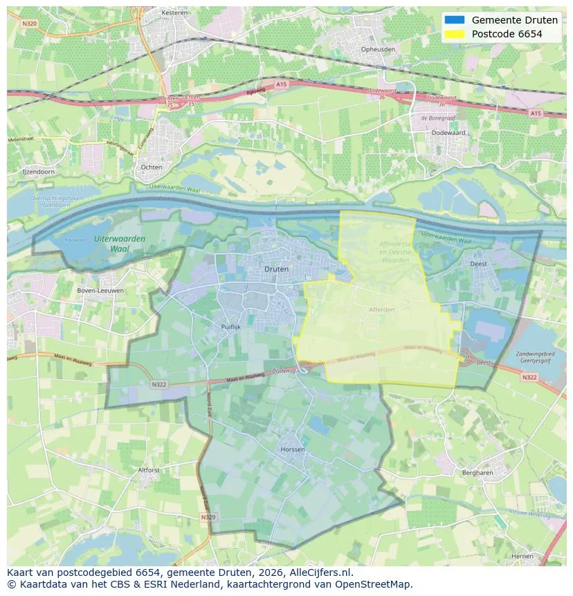 Postcodekaart voor 6654