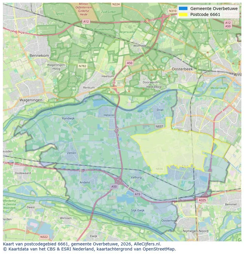 Postcodekaart voor 6661