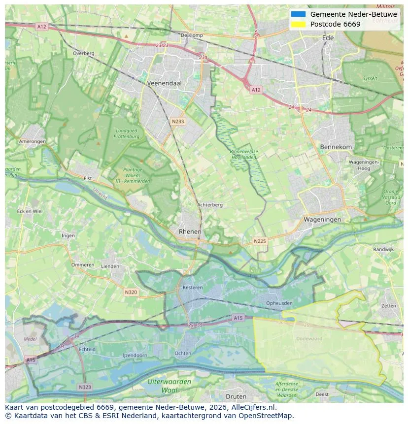 Postcodekaart voor 6669