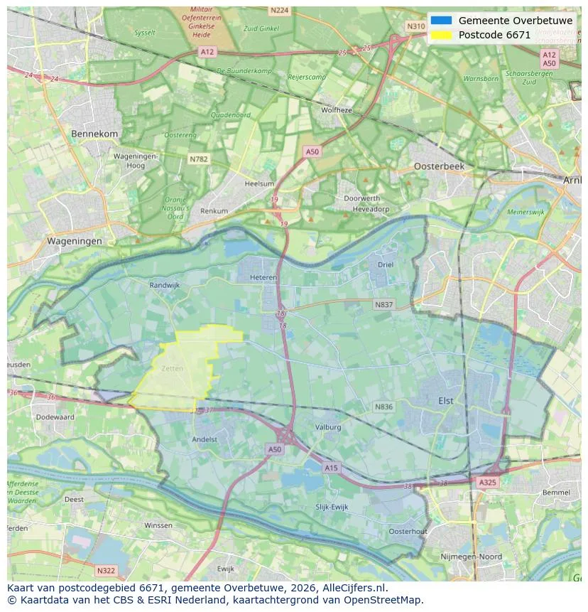 Postcodekaart voor 6671