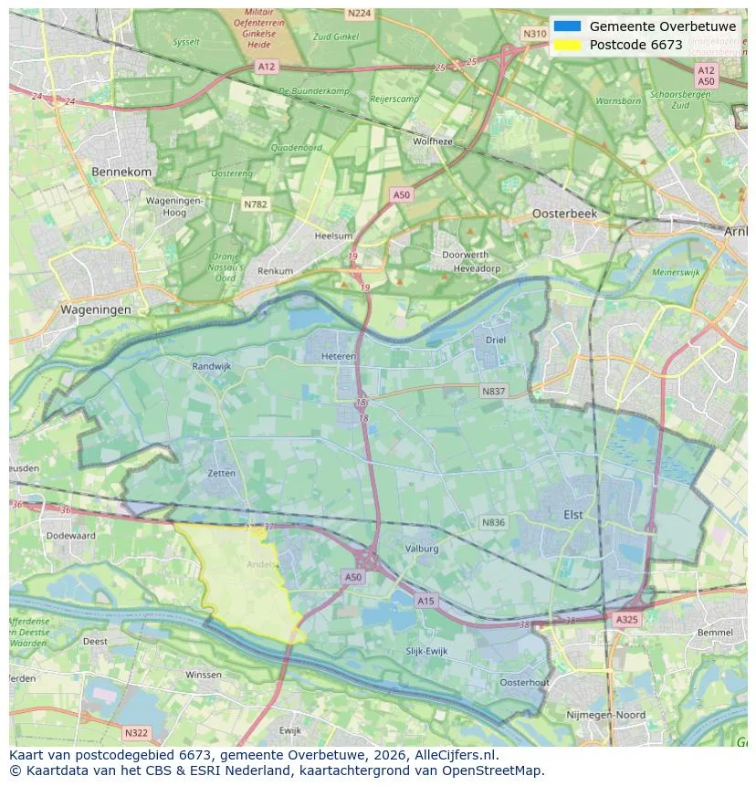 Postcodekaart voor 6673
