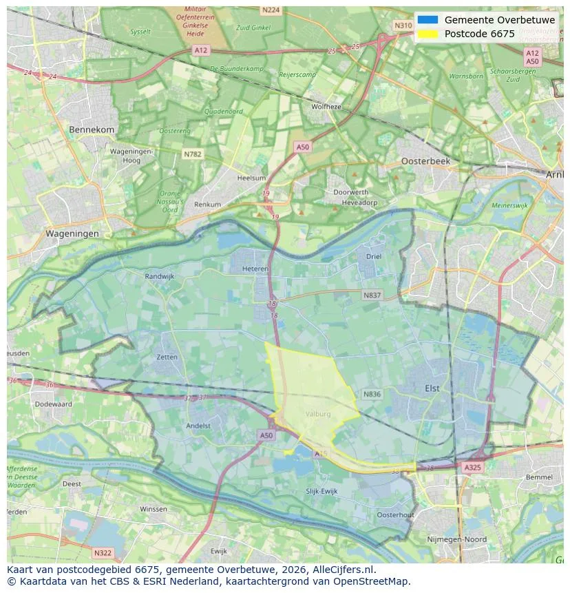 Postcodekaart voor 6675