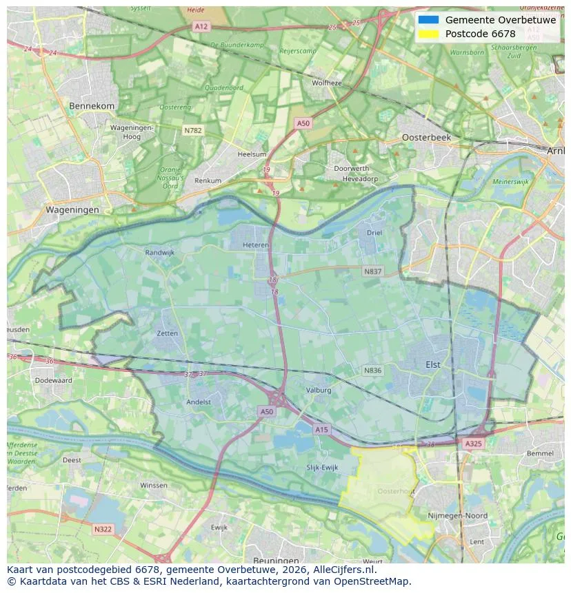 Postcodekaart voor 6678