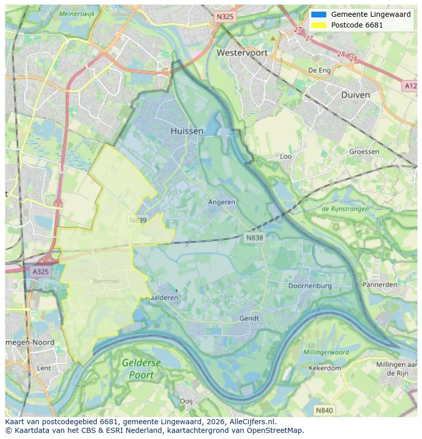 Postcodekaart voor 6681