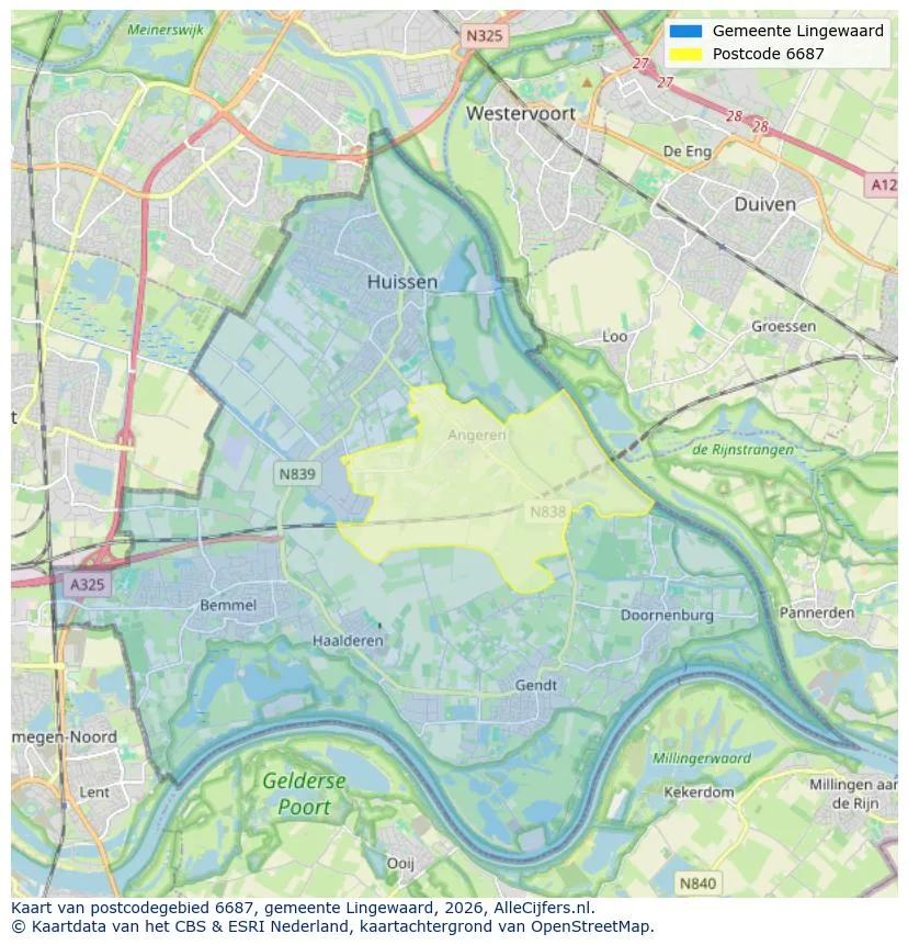 Postcodekaart voor 6687