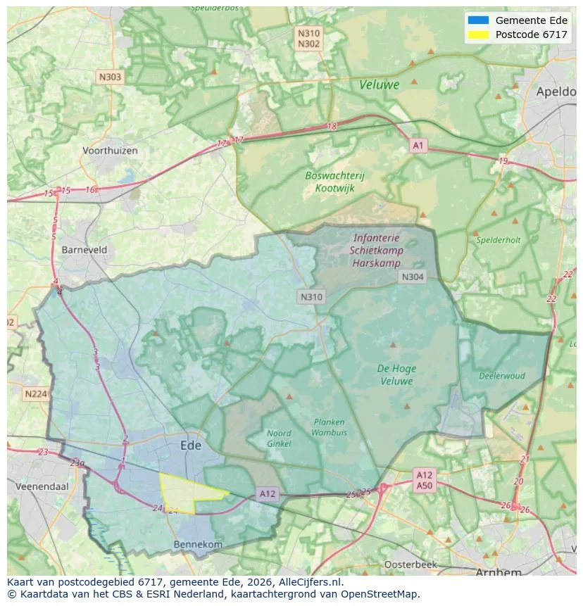 Postcodekaart voor 6717