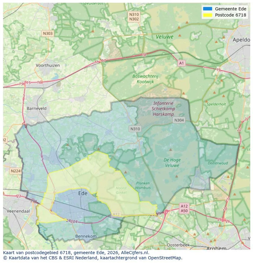 Postcodekaart voor 6718
