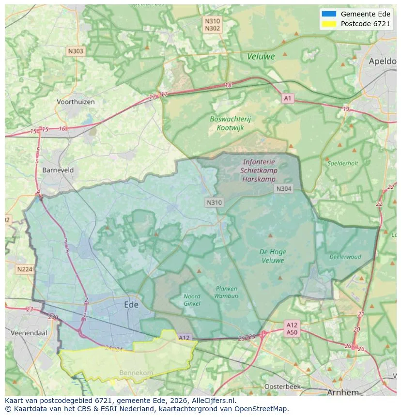 Postcodekaart voor 6721