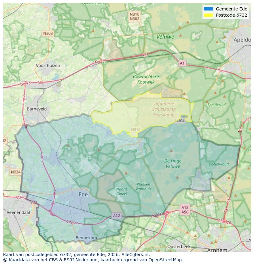 Postcodekaart voor 6732