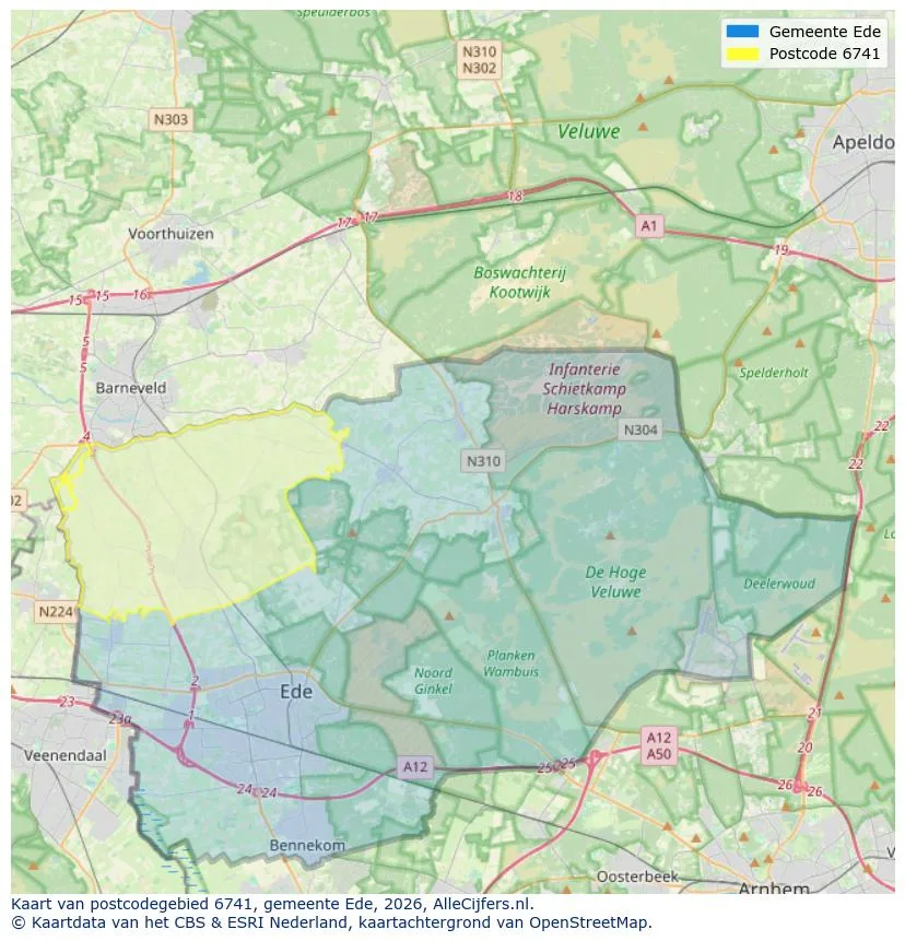 Postcodekaart voor 6741
