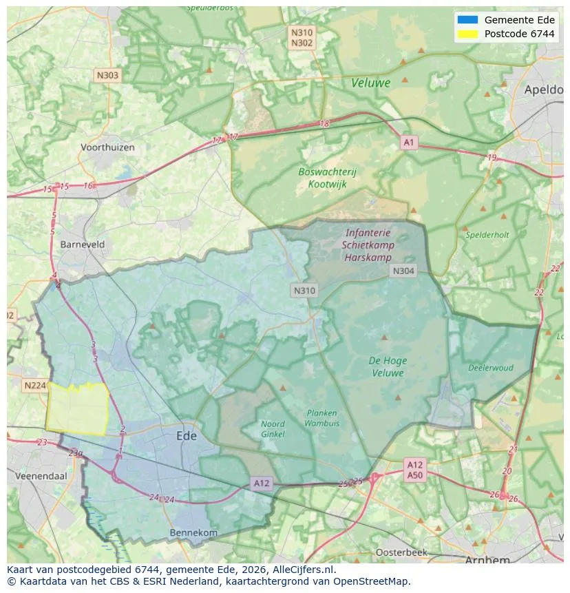 Postcodekaart voor 6744