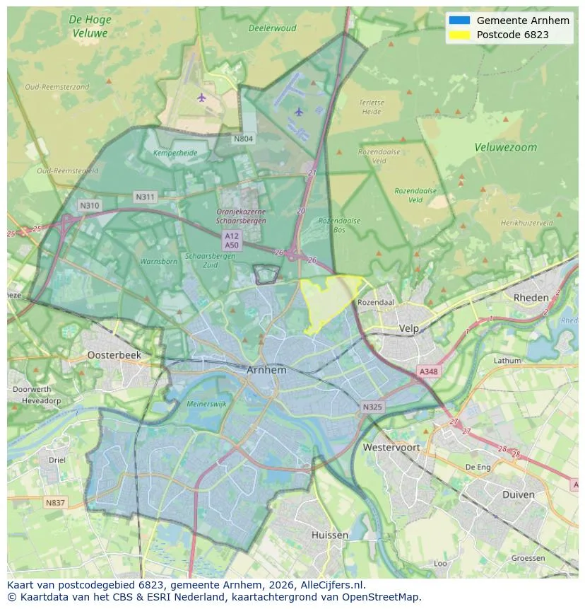 Postcodekaart voor 6823