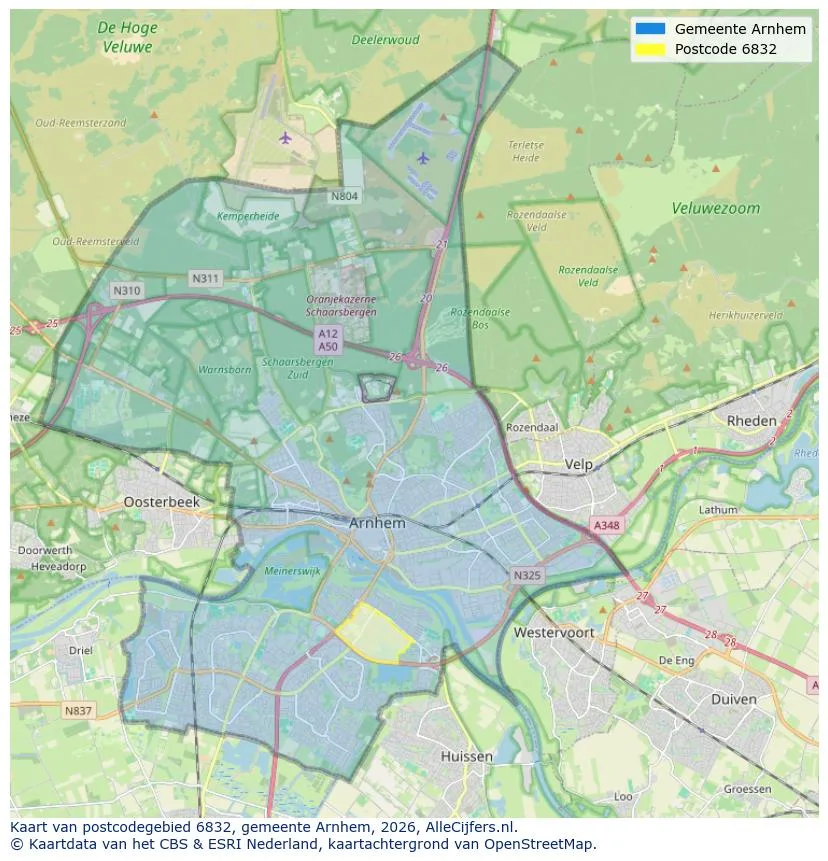 Postcodekaart voor 6832