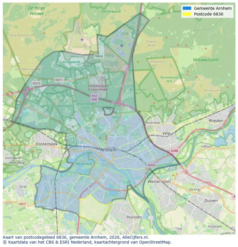 Postcodekaart voor 6836